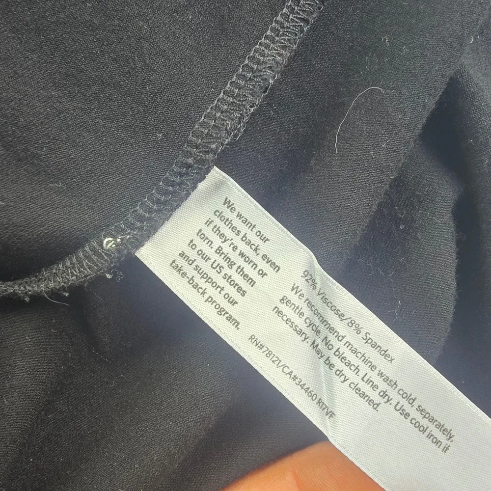 Eileen Fisher‎ 35P  Black Viscose Spandex V-Neck Long Sleeve Shift Dress Size M